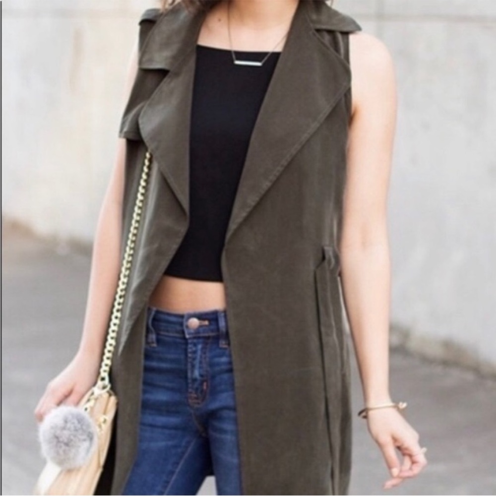 Anthropologie green suede vest